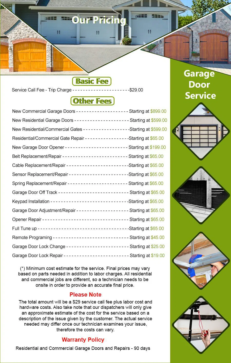 Galaxy Garage Door Service El Cajon, CA 619-407-9553 - pricelist5